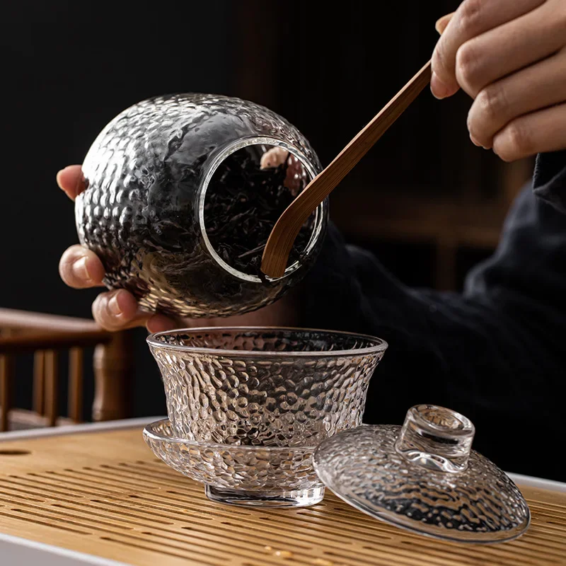 Heat-resistant glass gaiwan Rugged anti-skid tureen 125ml