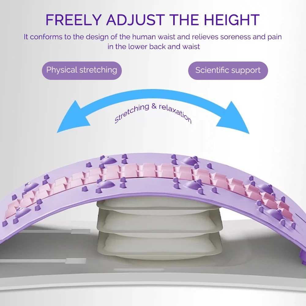 Adjust Back Stretcher For Back Spine Lumbar Support Massage Muscle Relax Stretcher Posture Therapy Corrector Airbag Level High