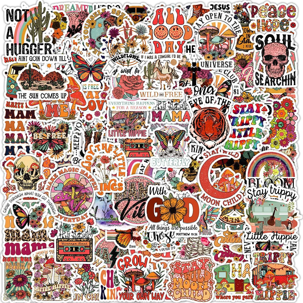 

10/30/50/100pcs Винтаж хиппи мультфильм граффити наклейки ноутбук мотоцикл телефон автомобиль багаж скейтборд прохладный стикер ребенок игрушка