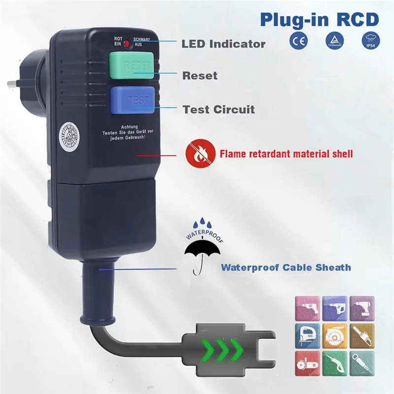 Y91A-30Ma 플러그인 RCD 안전 플러그(공급 케이블에 고정 연결을 위한 차동 보호 기능 포함) 실외 전력 사용