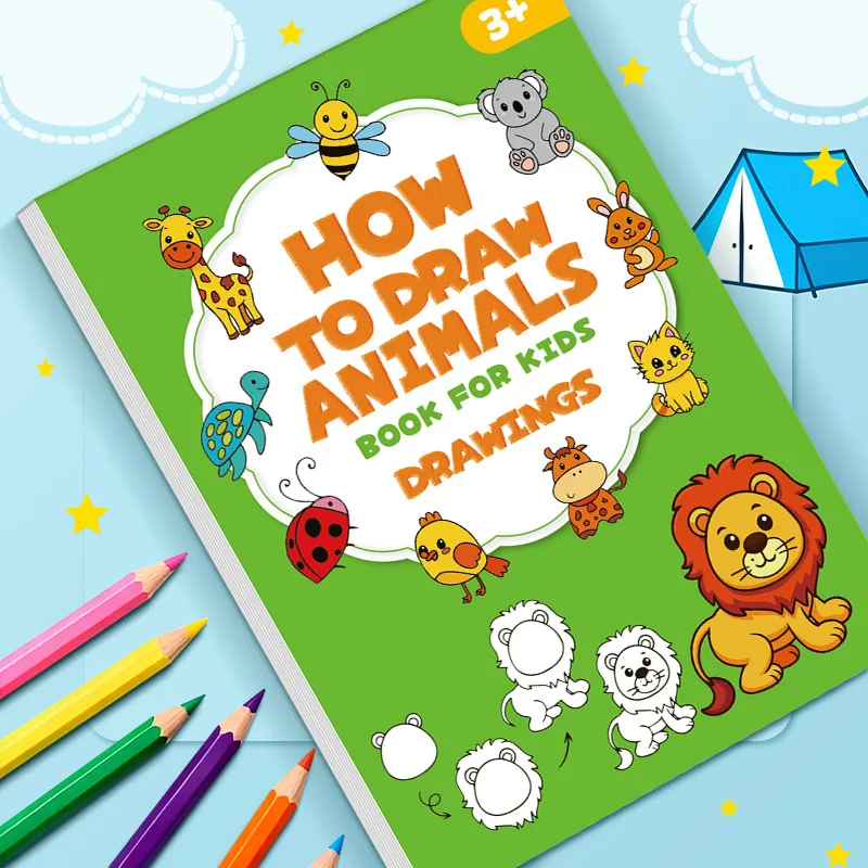 Come disegnare animali: libro di disegno passo dopo passo - Impara a dipingere, perfetto per la scrittura creativa e il libro da disegno per bambini a colori
