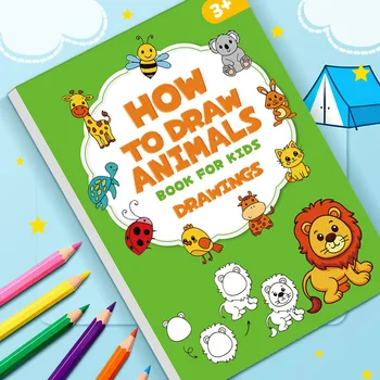 Come disegnare animali: libro di disegno passo dopo passo - Impara a dipingere, perfetto per la scrittura creativa e il libro da disegno per bambini a colori