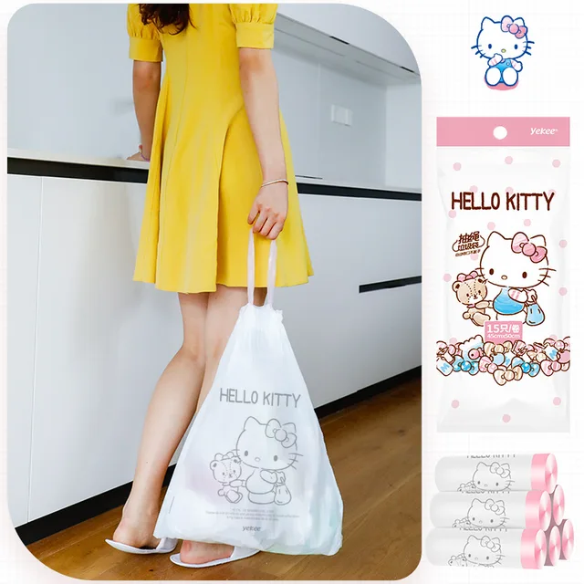 15 db Hello Cica Húzózsák -Táska Hordozható Utazási Táska Poggyászok Válogató 45X50Cm Mosózsák Otthoni Vízálló Cipőzsák - Image 3