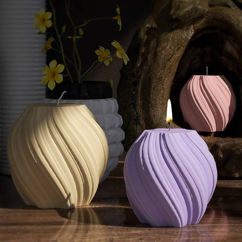 Gemos 3D Geometric Candle Silicone Mold Waves Shape Silicone Molds for Candles DIY Soap Resin Plaster Mould