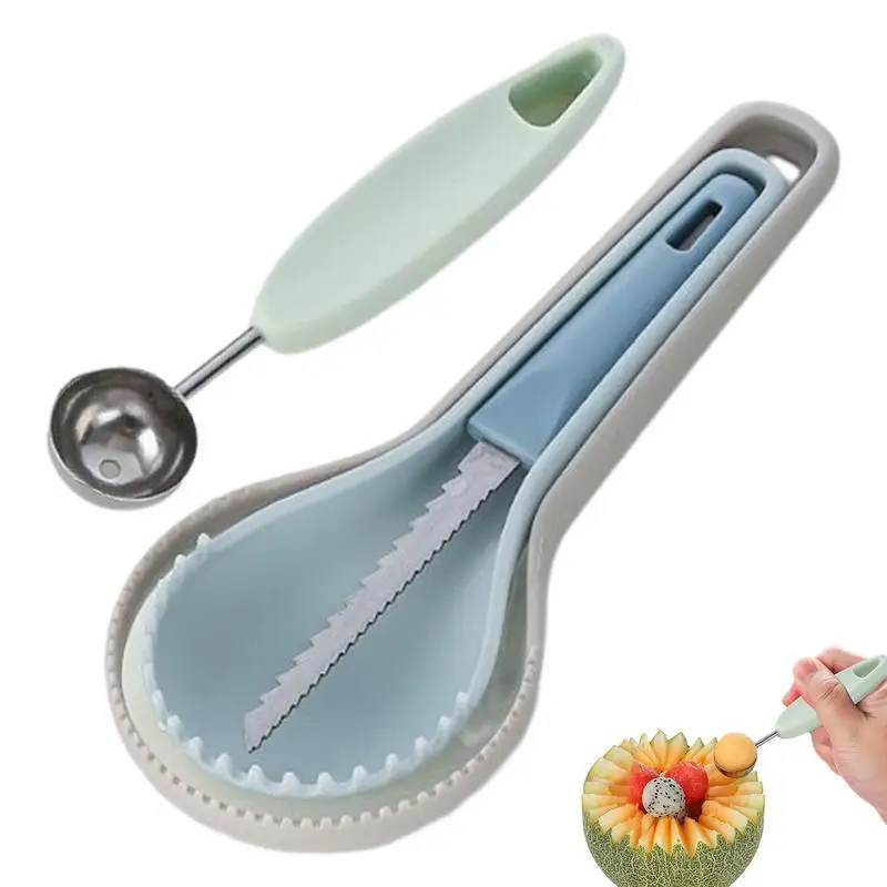 

Melon Baller Scoop Set Fruit Carving Tools Stainless Steel Melon Ball Spoon Multifunctional Fruit Peeler Portable Fruit Scoop