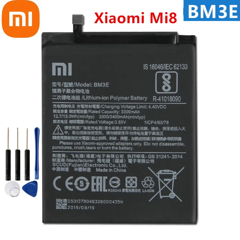 Xiao Mi Original Phone Battery Bm3e For Xiaomi Mi 8 Mi8 M8 Real 3400mah ...