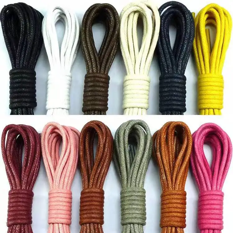Waxed round thickness 0.25cm leather shoe strap casual Martin boots high cut