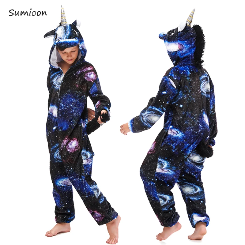 Kigurumi Dinosaur Children's Pajamas for Boys Girls Unicorn Pajamas Flannel Kids Stich Pijamas Animal Sleepwear Winter Onesies
