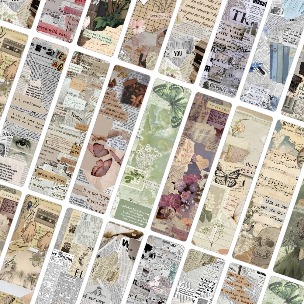 24 Pcs Vintage Collage Bookmark Set, Retro Scrapbooking Craft Paper Bookmarks for Reading Creative Gifts Journal Supplies