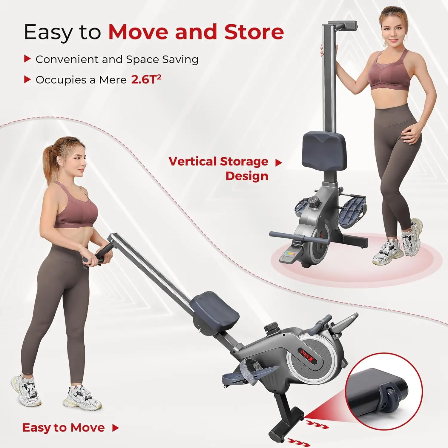 Machines for Home, Rowing Machine Max 350LBS, Magnetic Rower with 16 Levels of Workout Resistance, Durable Slide Rail, Bl