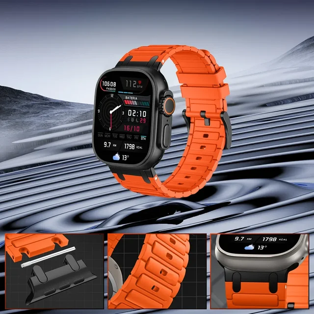 Silicone strap for Apple Watch Band Ultra 2 49mm 46mm 44mm 40mm 45mm 41mm 38mm 44mm for iwatch series 10 9 8 7 6 5 4 3 2 1se 2