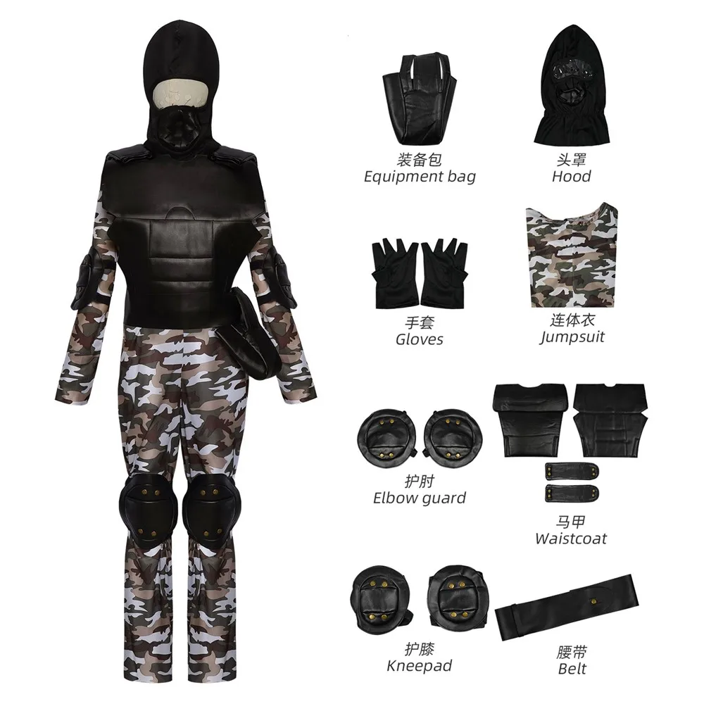 

Boys Camouflage Costume Counter-strike Role Play Outfit Top Pants Kid Halloween Cosplay Party Performance Clothing