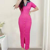 YuooMuoo Chic Fashion Sexy Wrap Hips Maxi Dress Women Luxury Embroidery Single-breasted Bodycon Party Dress Office Lady Vestidos - Image 3