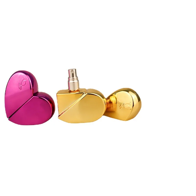 10 pces 25ml garrafa de perfume em forma de coração vazio spray de metal escudo de vidro cosmético recipiente garrafa sub-engarrafamento de viagem