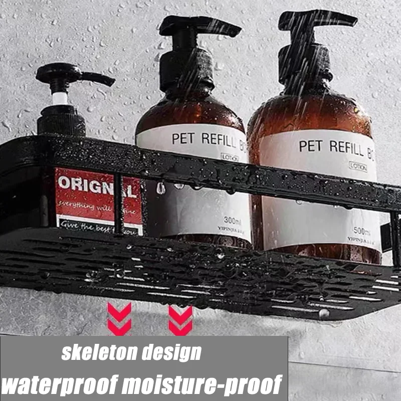 Bathroom Shelf Kitchen Storage Organizer Aluminum Alloy Shower Shelf Bathroom Accessories No Drilling Wall Shelf 5