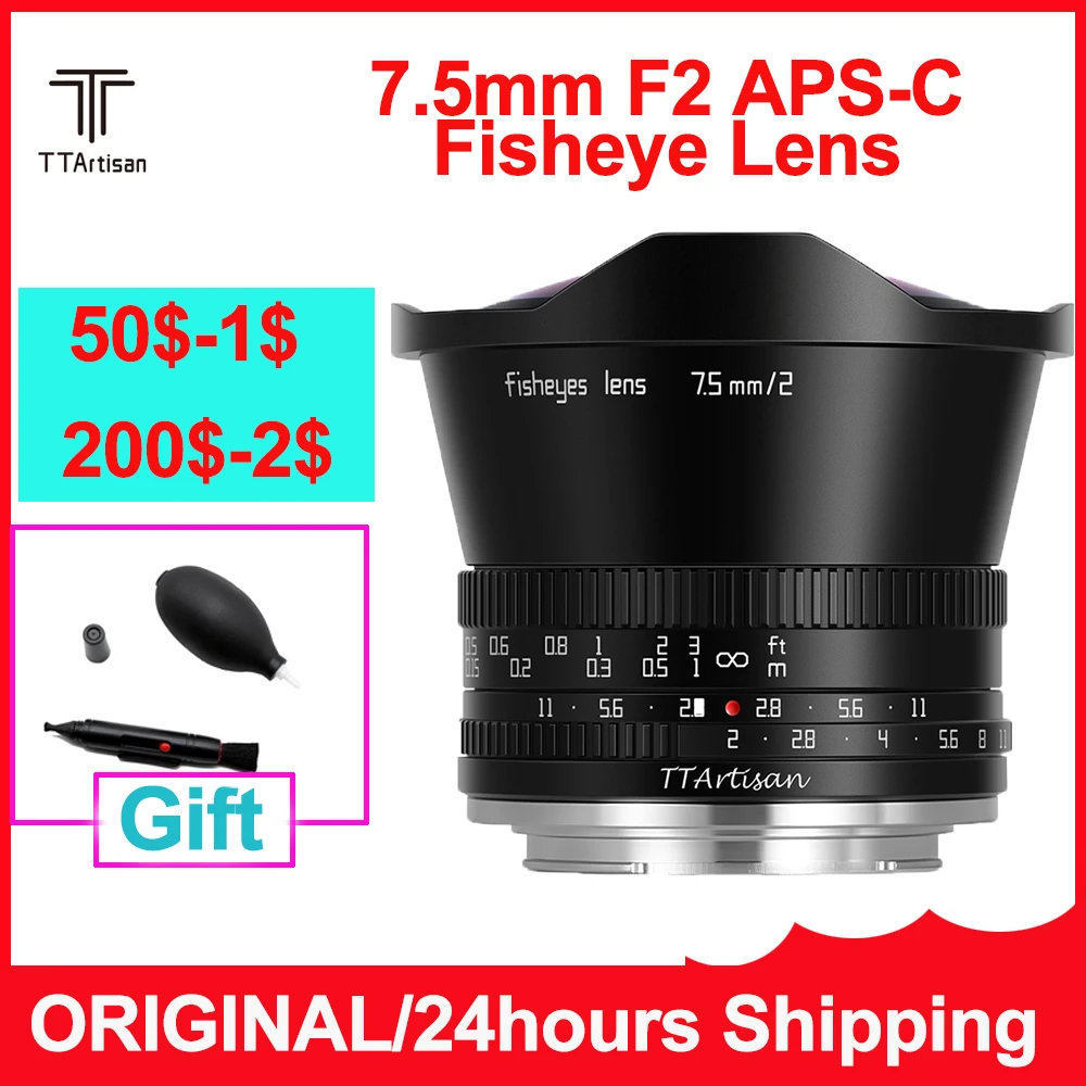 Ttartisan 7.5Mm F2 Panoramic Vr Fisheye Lens Aps-C Obiettivo Grandangolare Fisheye Per Sony E Fuji X Canon M Nikon Z Leica L Panasonic