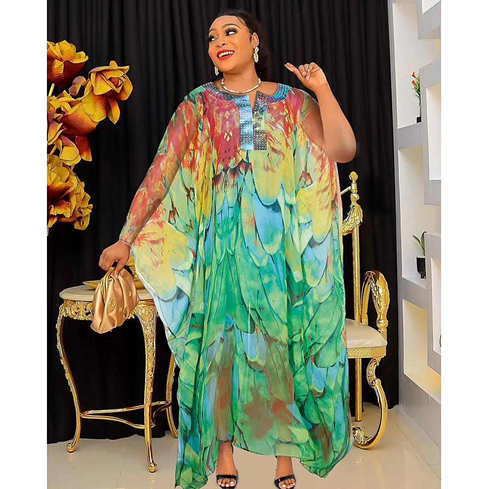 

Dashiki African Print Dresses for Women Elegant Muslim Evening Party Long Dress Plus Size Africa Clothing Kaftan Maxi Gown