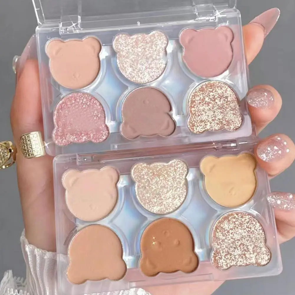 Makeup Eyeshadow Glittery Pearlescent Eye Makeup 6 Color Cute Bear