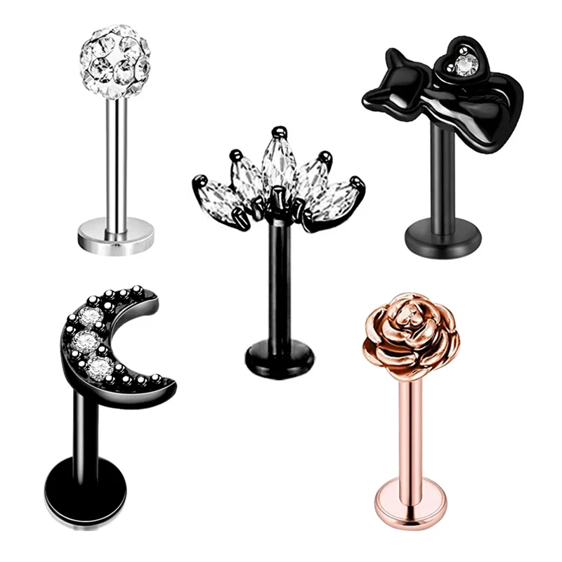 5 Stück Tragus Ohrstecker Set Herz Kleine Lippen Ohrstecker Set Lappenpiercing Knorpel Ohrstecker Helix Schmuck Cz Barbell Piercing Ohrringe – Detail 12