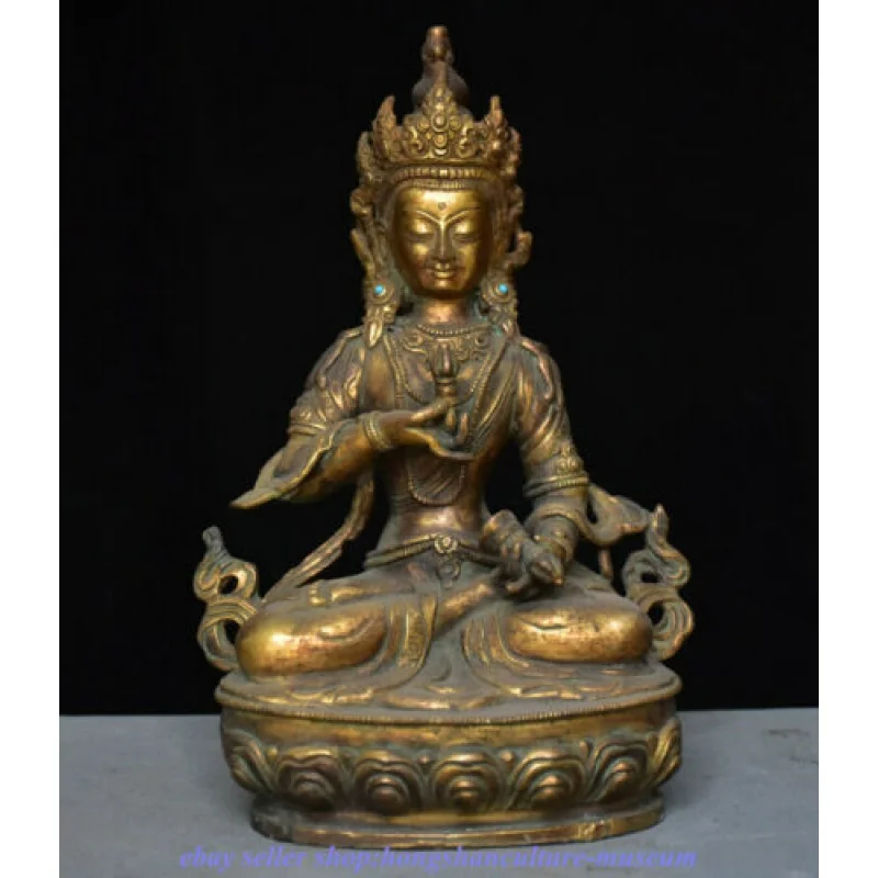 9.2 "Vecchio Tibet Biddhismo Bronzo Gilt Vajradhara Vajrabhairava Dea Statua Di Buddha