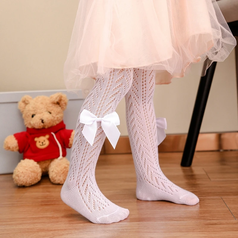 

Новинка 2023, колготки для маленьких девочек, бесшовные трикотажные леггинсы с бантом, колготки