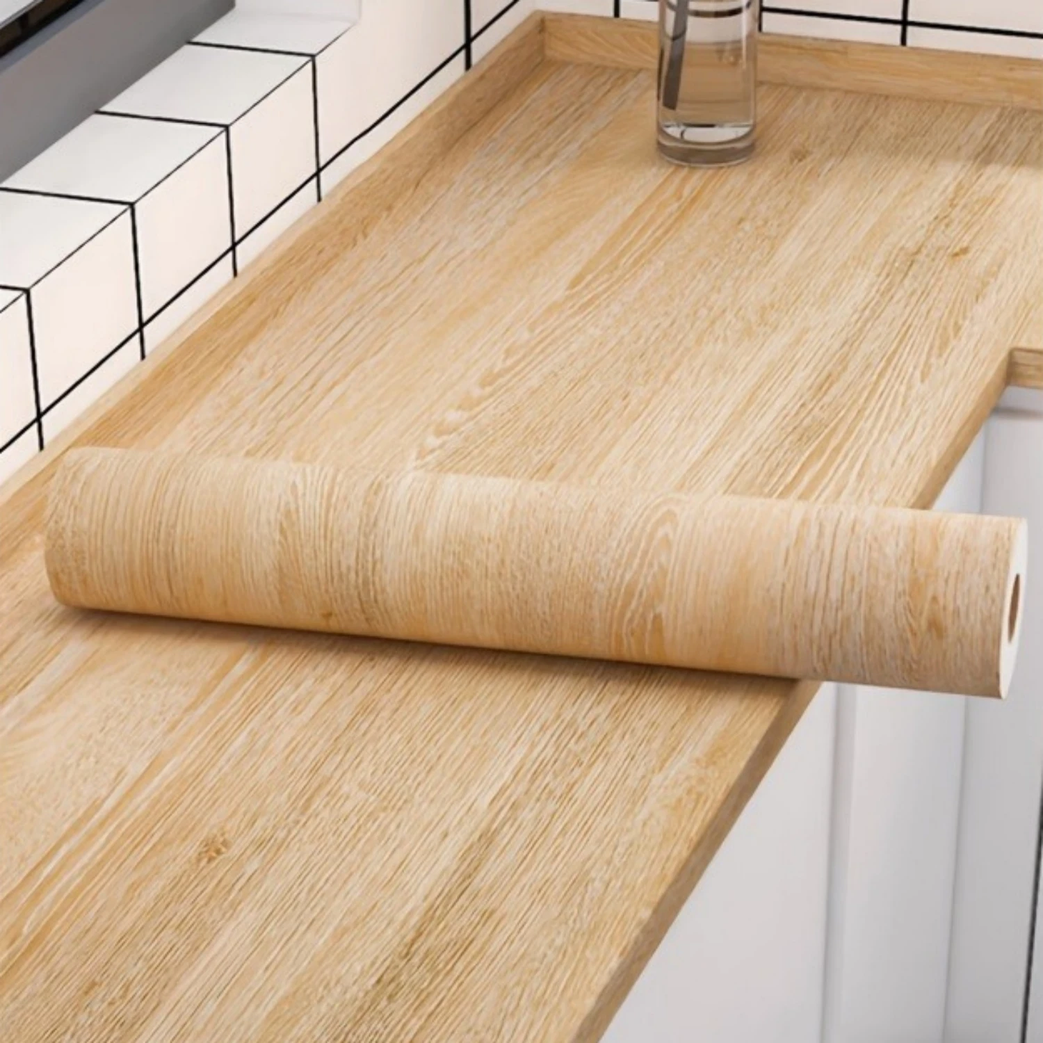 1 PC PVC น้ํามันหินอ่อนไม้สติกเกอร์ Self-กาววอลล์เปเปอร์สําหรับเคาน์เตอร์ครัวตู้เดสก์ท็อปตู้สติ๊กเกอร์ติดผนัง 1