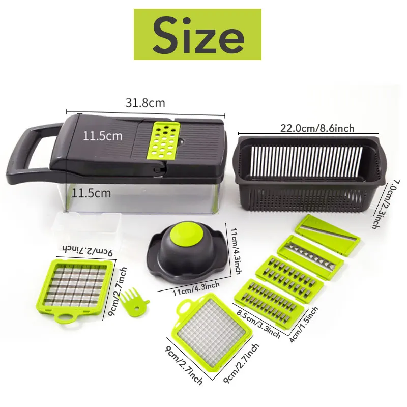 Vegetable Cutter Grater Carrot Potato Peeler Onion Chopper Kitchen Fruit Food 9 in 1 Gadgets Vegetable Slicer Multi Machine