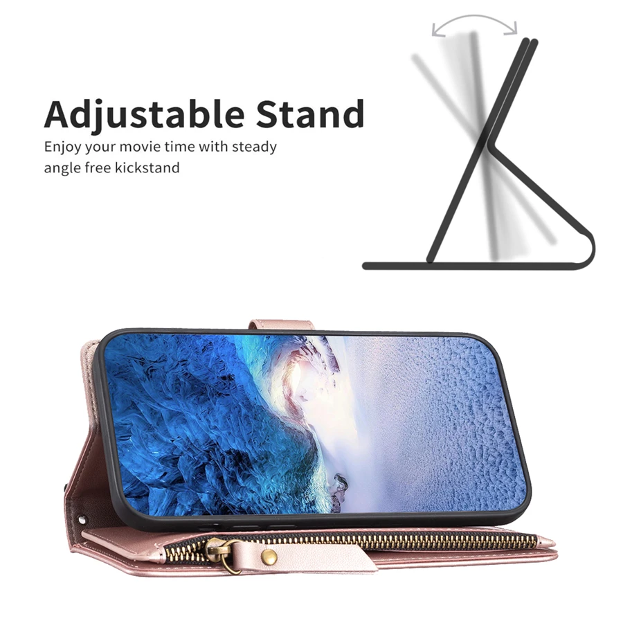 Luxury Wallet Zipper Leather Case For Samsung Galaxy S24 Ultra S23 Plus S22 S21 S20 FE A14 A15 A24 A25 A34 A35 A52 A53 A54 A55