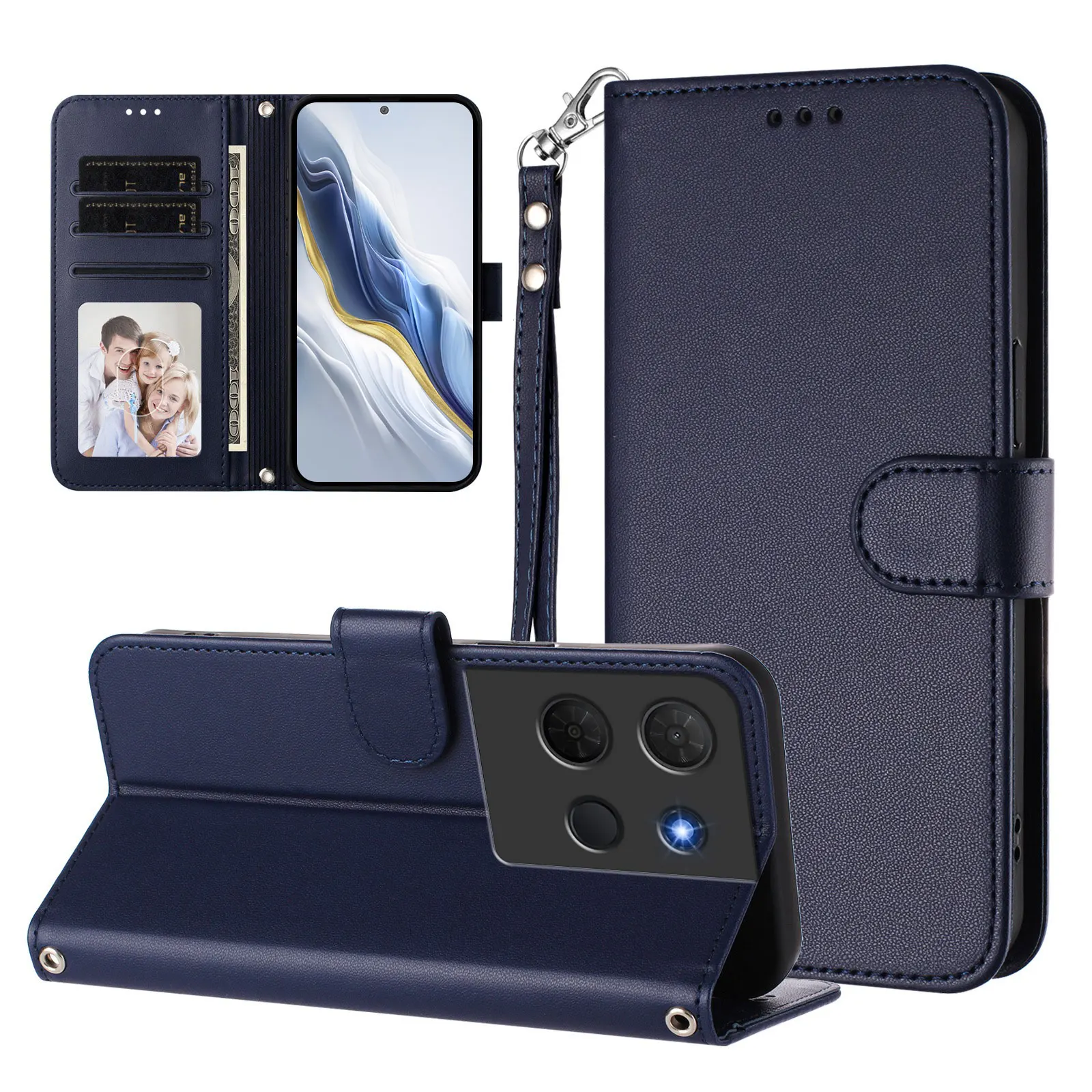 Magnetic Leather Flip Cover Wallet Case - Phone Protective Holster