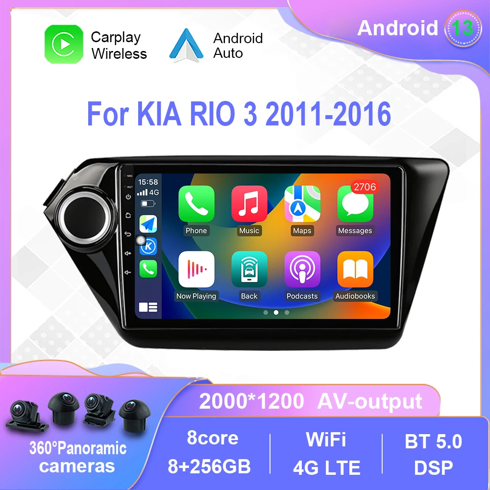 

Android 12.0 For KIA RIO 3 2011-2016 Car Radio Multimedia Video Player Navigation stereo GPS Carplay 4G WiF No 2din 2 din dvd