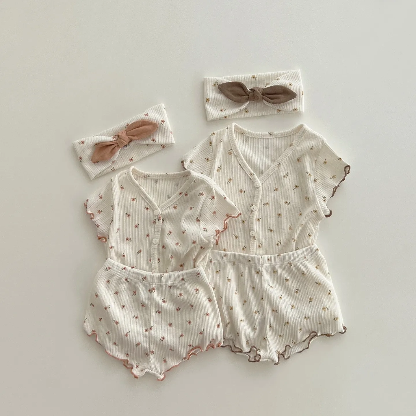 

Kids Floral Clothes Sets Summer Baby Girl Pajamas Cotton Infant Tzshirt + Shorts 2PCS Suits Loungewear for Newborns