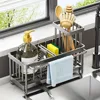 Cisily Sponge Holder for Kitchen Sink, Sink Caddy with High Brush Holder, Kitchen Sink Organizer Countertop Rustproof 304 Stainl 2