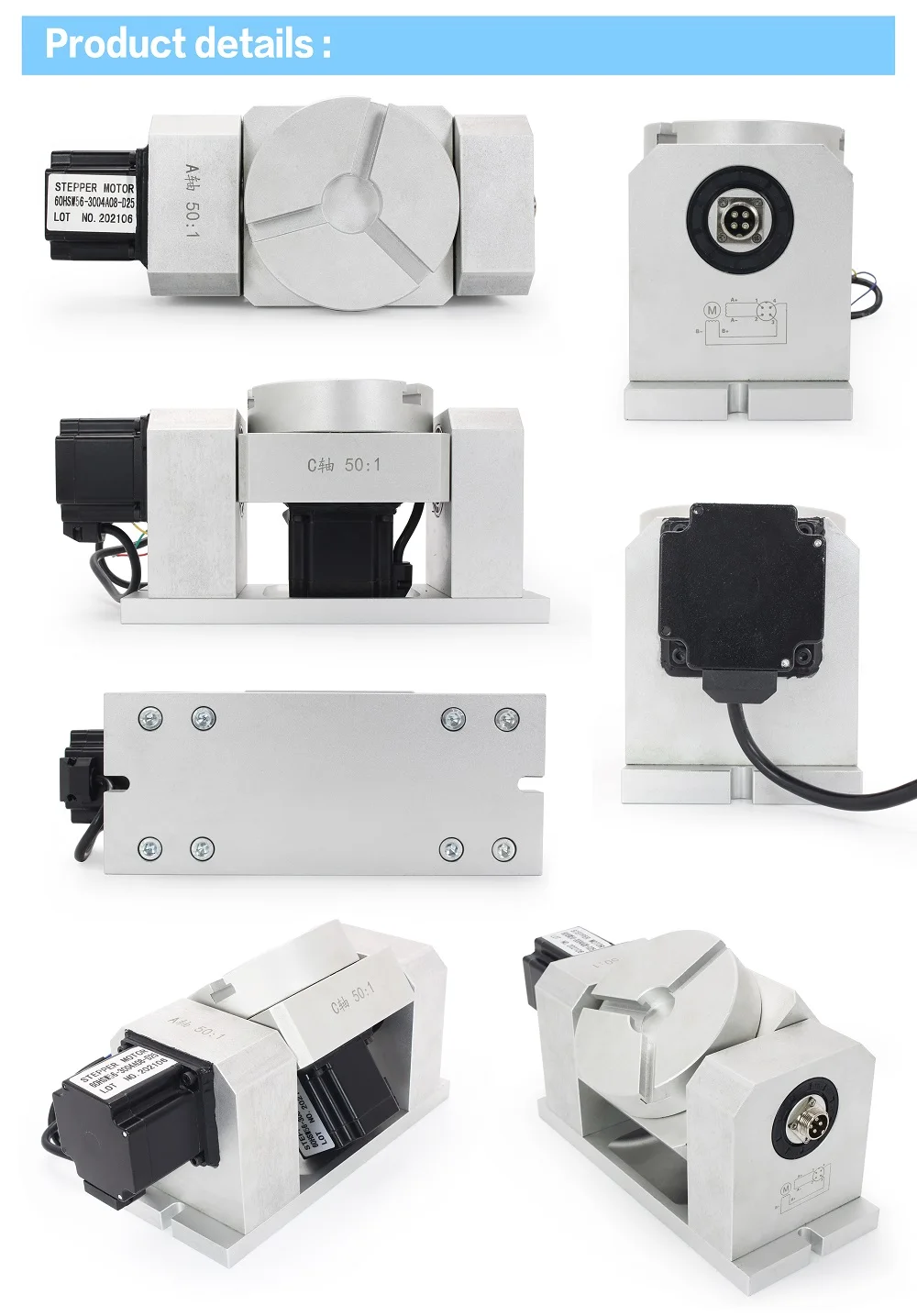 【EU Stock】CNC Router Machine A Rotary Indexer Table 4th & 5th Rotational Axis & 2-Phase Stepper Motor, Harmonic Gearbox