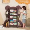 Brown Bear Kids Bookshelf Sling Toddler Bookcase 5-Tier Montessori Baby Book Rack Children Toy Storage Organizer Wood Display 2