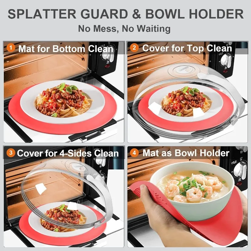 Clear Microwave Cover Anti-Splash Cover Mat As Bowl Holders Cover for Plate Food Splatter Guard Microwave Cooking Lid microwave food cover microwave dust cover