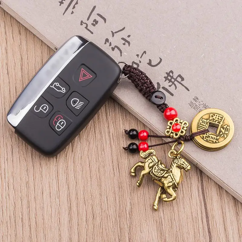 2026 Jahr des chinesischen Sternzeichens Pferd Glücksanhänger Schlüsselanhänger Kupfer Feng Shui Reichtum Schlüsselanhänger Damen Herren Taschenanhänger Schmuck Geschenk – Detail 3