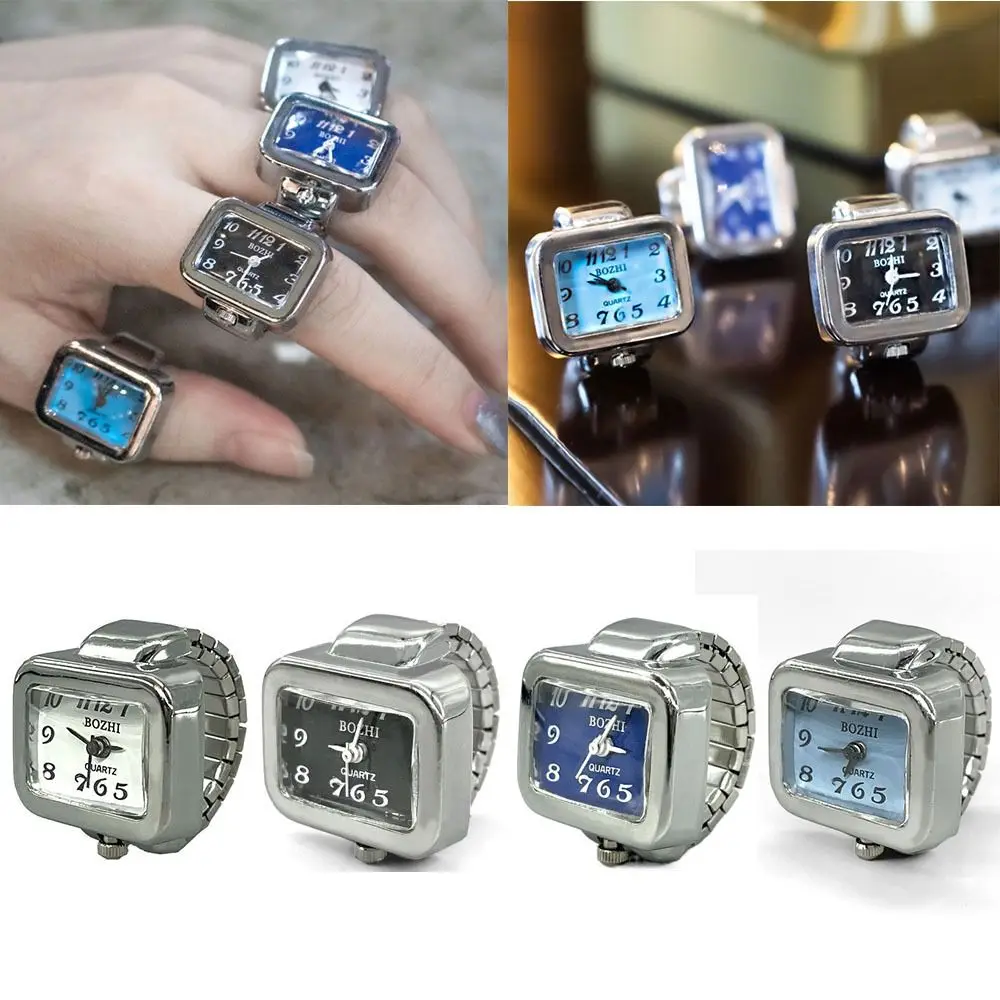 

for Women Men Fashion Vintage Jewelry Clock Ring Watch Round Quartz Finger Rings Elastic Stretchy Rings Digital Watch