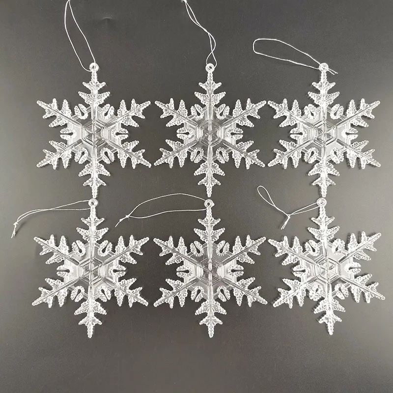 (6 Pieces/bag) Artificial Christmas Tree Decoration Snowflake Ice Strip Pendant New Year Holiday Decorations Handmake DIY