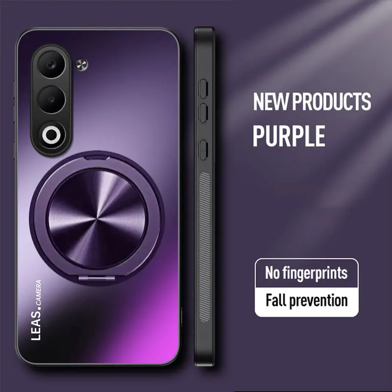 Magnetic Matte Shockproof Case with 360° Rotating Ring Holder - Hard Shell Cover