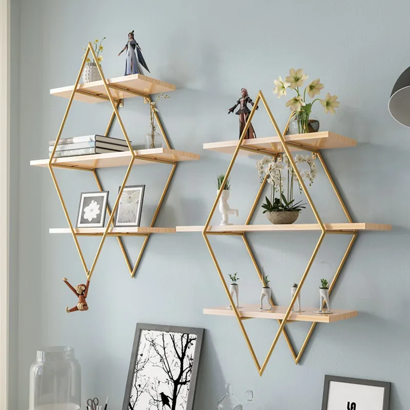 

Nordic Ins Wind Wall Hanging Storage Shelf Beauty Salon Shop Decorative Rack Light Luxury Creative Doll Display Holder