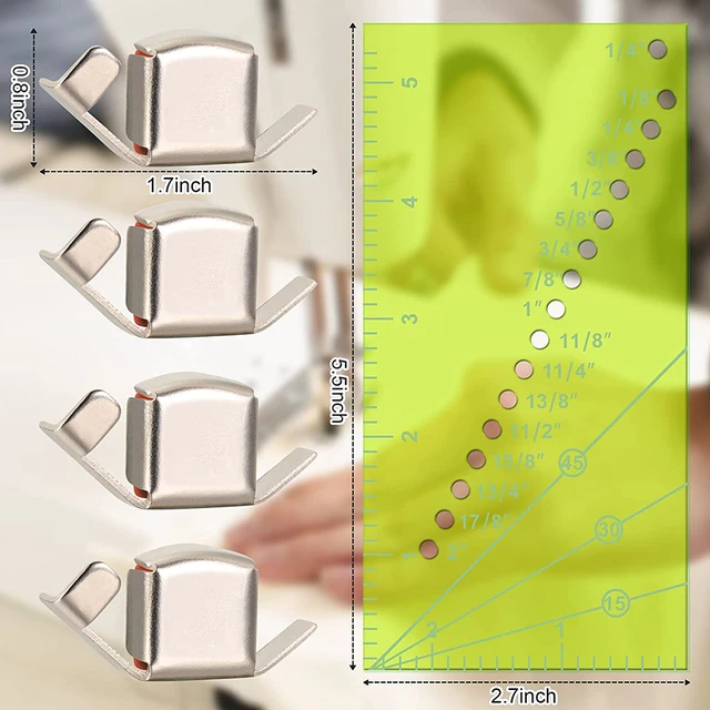 Madam Sew Seam Allowance Ruler and Magnetic Seam Guide for Sewing Machine |  Perforated Seam Gauge for Perfect 1/8” to 2” Straight Line Hems | Includes