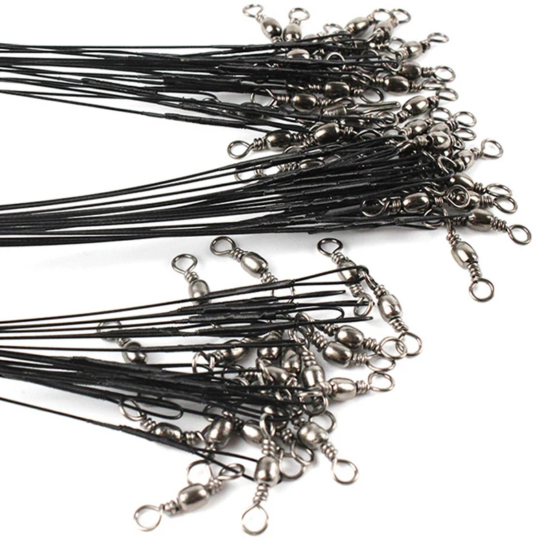 20Pcs Fishing Line Steel Wire Leader With Swivel Fishing Accessory Lead  Core Leash Fishing Leader Wire Tackle