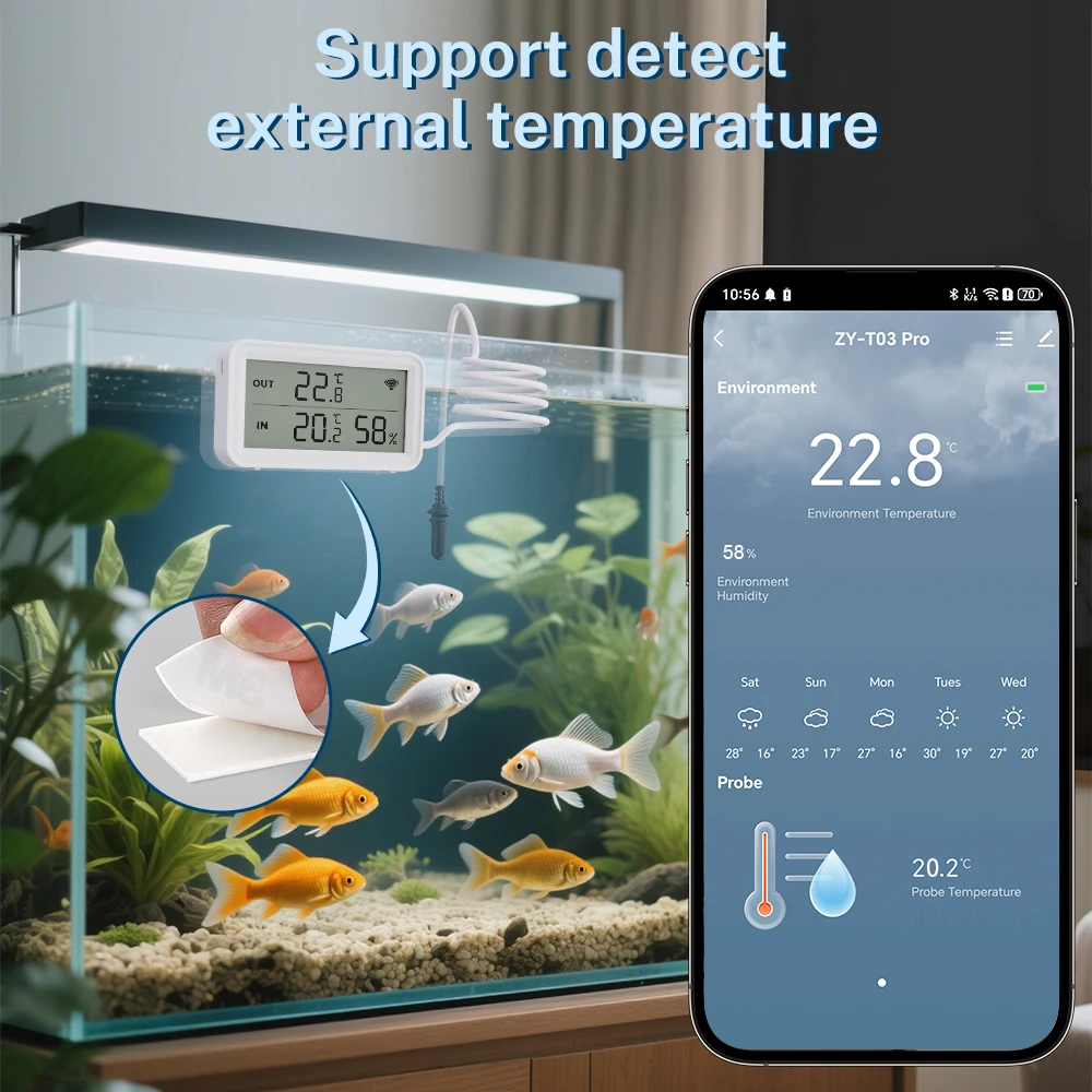 Enhanced Wi-Fi Temperature & Humidity Sensor with LCD Display and External Probe