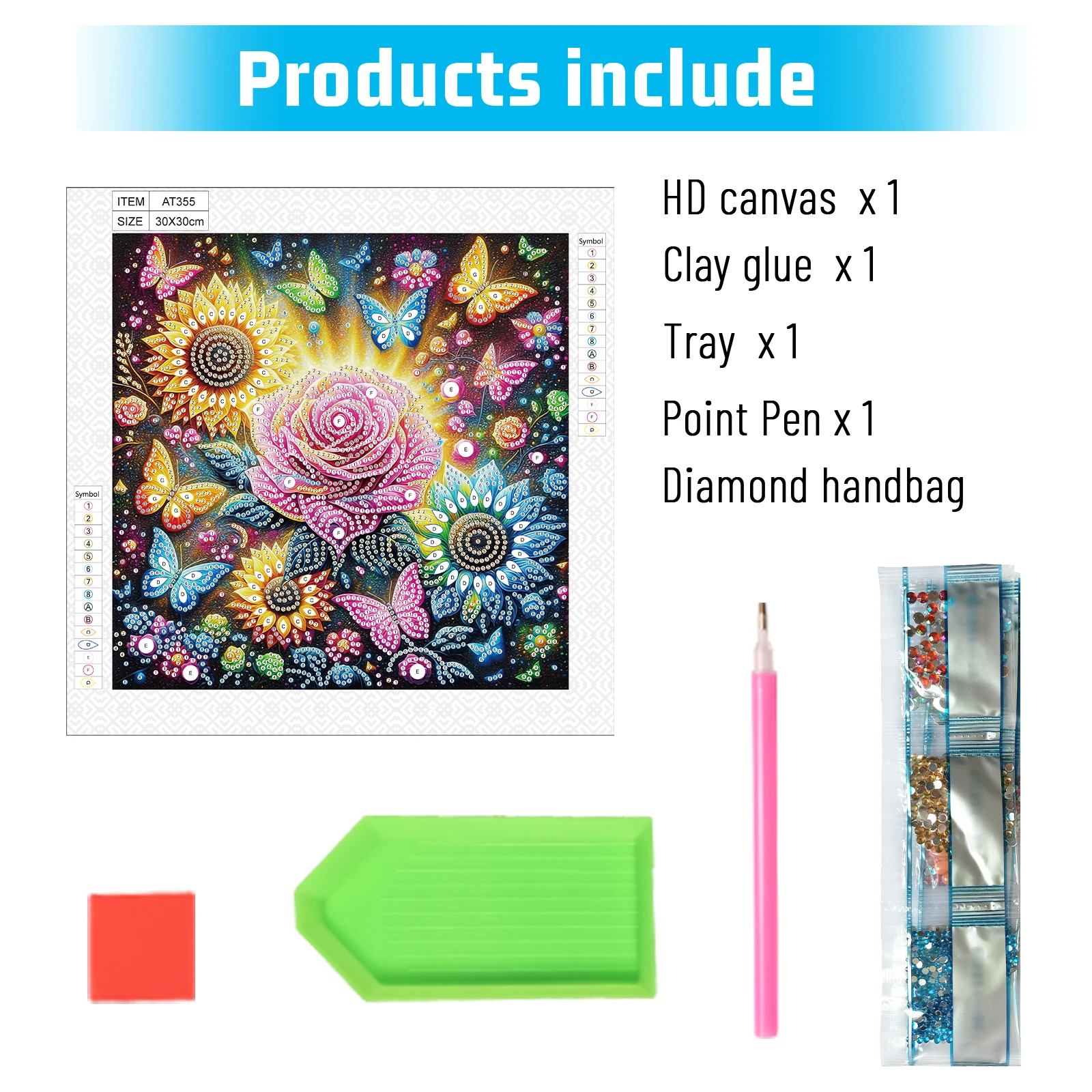 Diamond Art Painting Kits DIY Flower and Butterfly 5D Special Shape Crystal Rhinestone For Adults Beginners