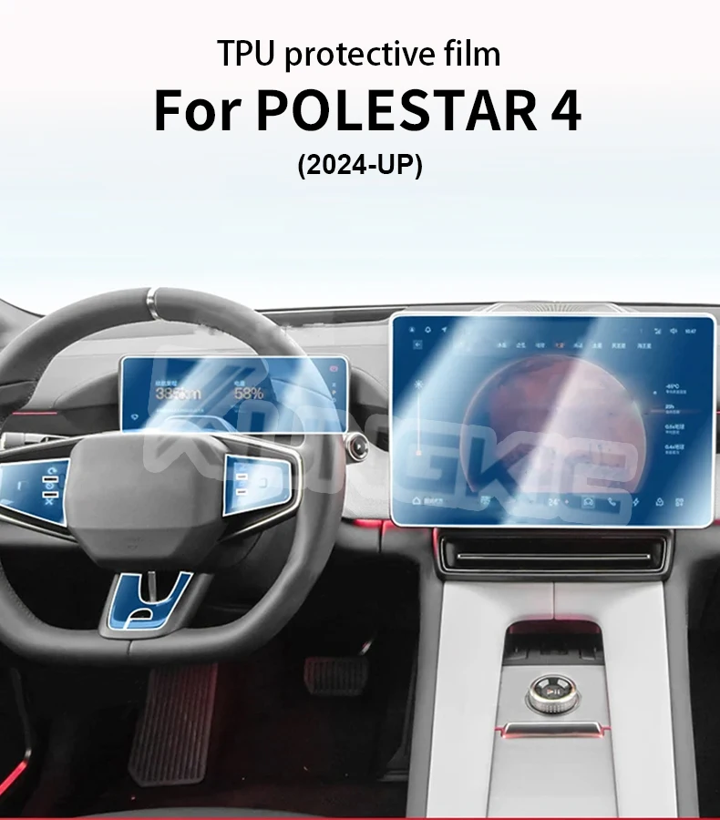 Für Polestar 4 2024-2026 Auto-Innenraum Armaturenbrett Navigations-Mittelkonsole Medien TPU Kratzschutzfolie Zubehör – Detail 1