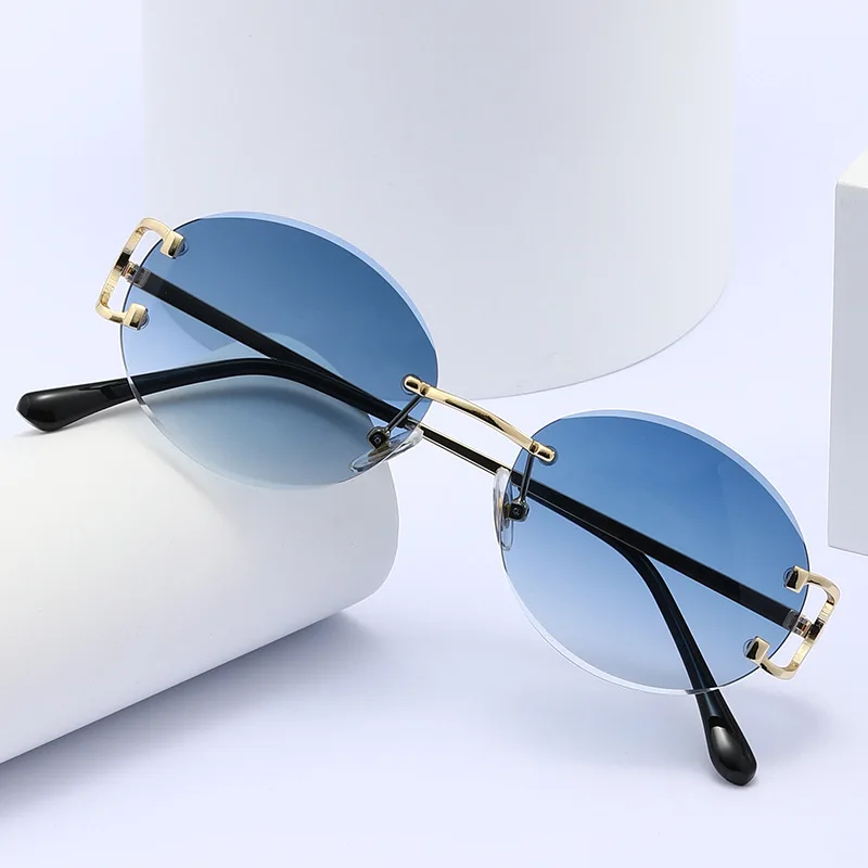 

New Man Woman Sunglasses Fashion Retro Round Rimless Glasses Myopia Astigmatism Eyewear Optical Prescription Sunglasses 2024
