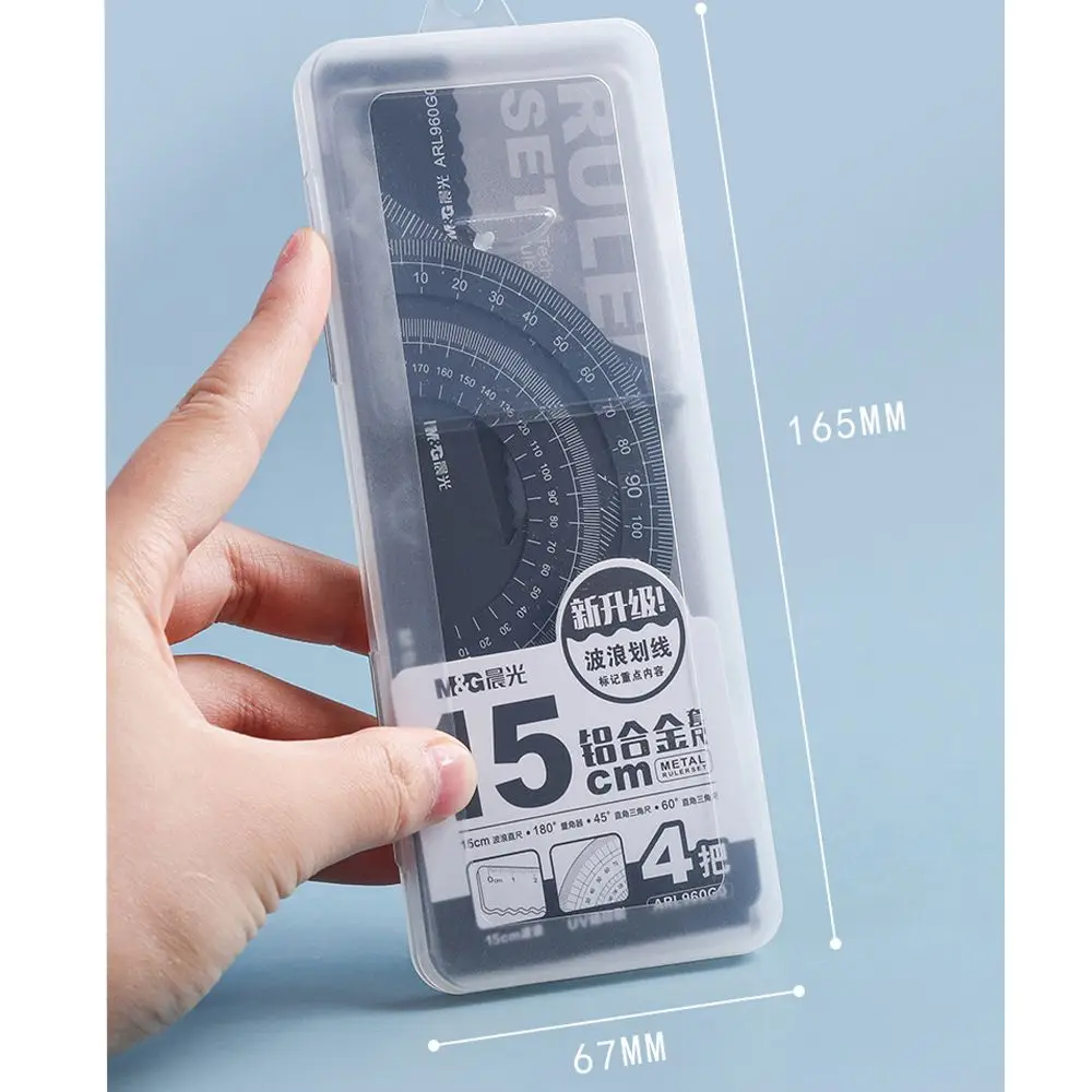Durable Geometry Compass School Measurement Aluminium Ruler Set Metal Rulers Drafting Supplies Examination Stationery