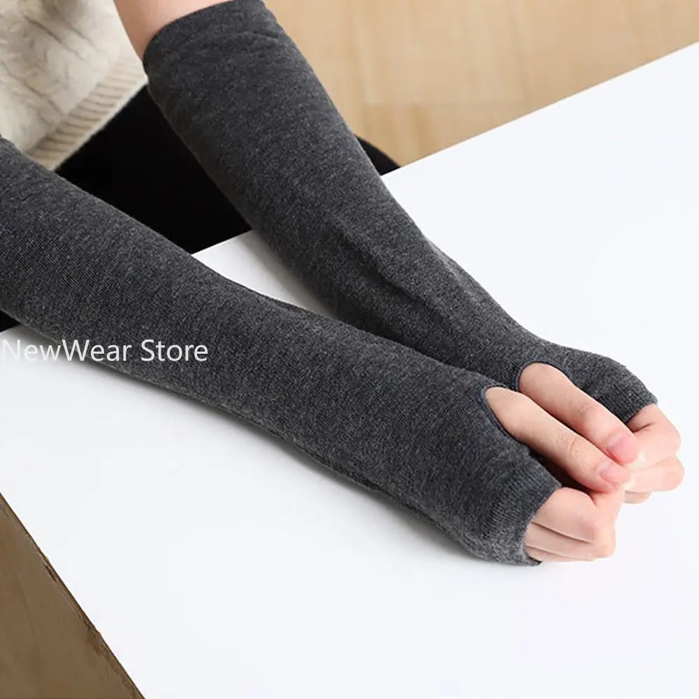 Women Girls Cotton Classic Fingerless Long Gloves Wristband Arm Warmer Long Sleeve Striped Elbow Mitten Knitted fingerless gloves,half finger gloves,cotton gloves,warm gloves