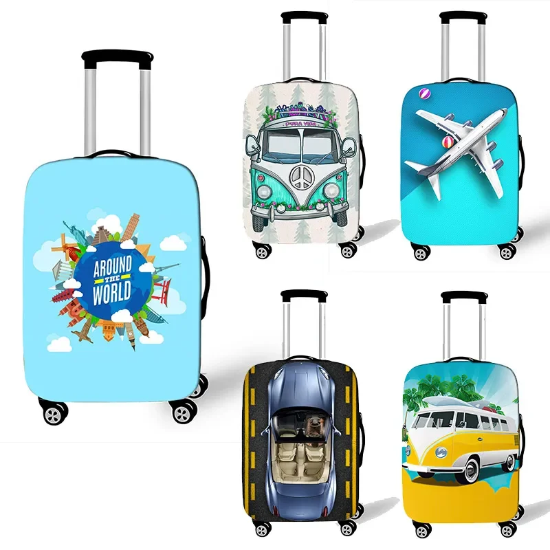 

Funny Car Go Travel Camping Print Luggage Covers 18-32 Inch Elastic Trolley Case Map Plane Protective Anti-Dust Suitcase Cover