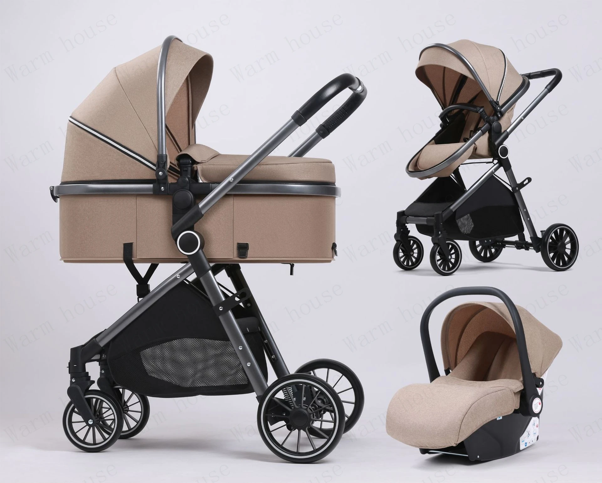 Pack Poussette Réversible Khaki 3en1 - Youmu